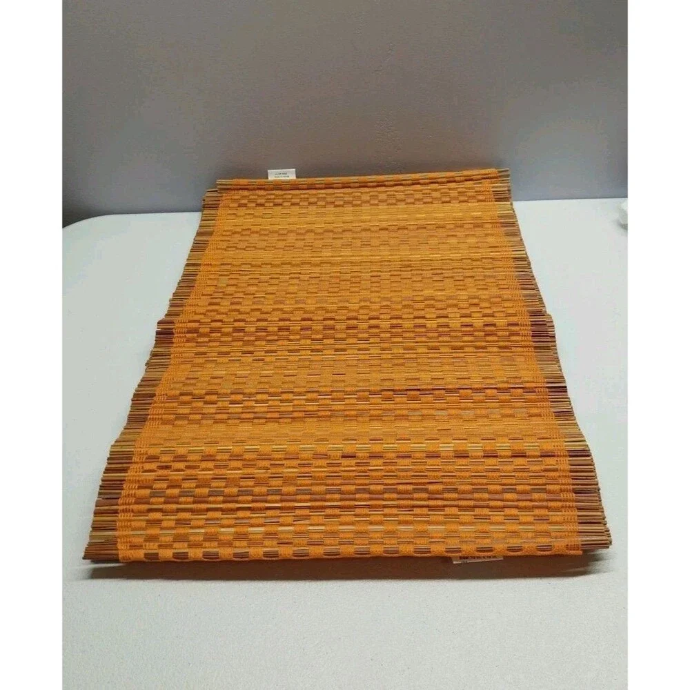 Set 6 Woven Straw Placemats Orange Boho Coastal Farmhouse Table Mats